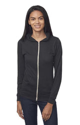 Royal Apparel 32550 Unisex eco Triblend Jersey Full Zip Hoodie - Eco Tri Black