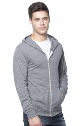 Royal Apparel 32550 Unisex eco Triblend Jersey Full Zip Hoodie - Eco Tri Grey