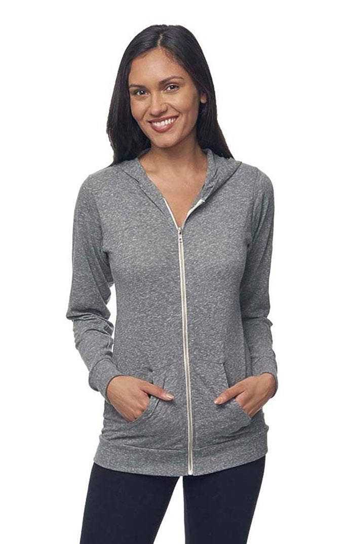 Royal Apparel 32550 Unisex eco Triblend Jersey Full Zip Hoodie - Eco Tri Grey