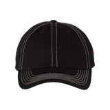Valucap Bio-Washed Classic Dad Hat - Valucap VC300A Valucap Black/ Stone Stitch Adjustable