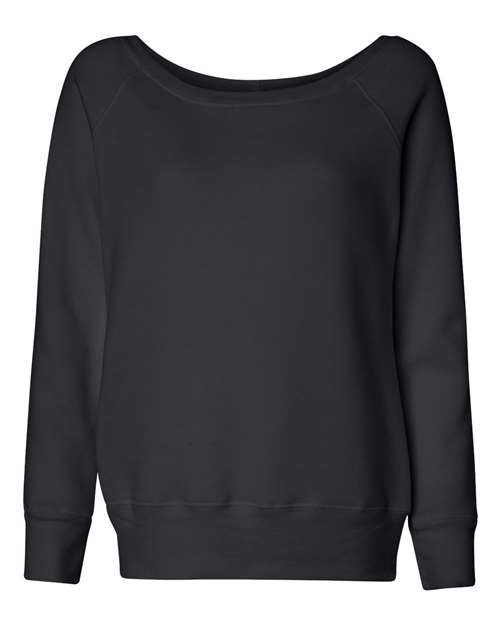 BELLA + CANVAS Women’s Sponge Fleece Wide Neck Sweatshirt - BELLA + CANVAS 7501 BELLA + CANVAS Solid Black Triblend S