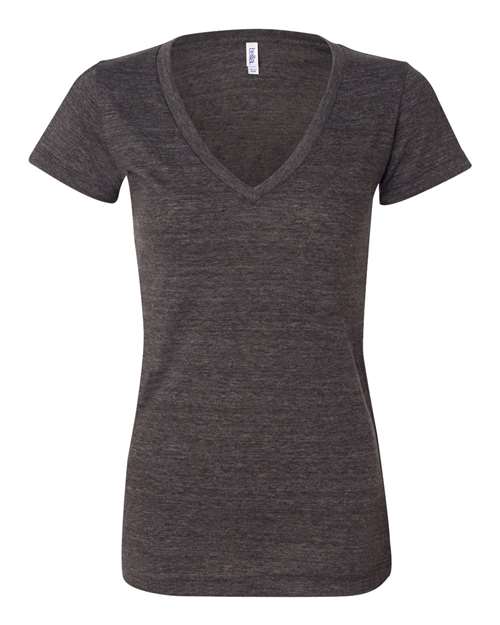 BELLA + CANVAS Women’s Triblend Deep V-Neck Tee - BELLA + CANVAS 8435 BELLA + CANVAS Charcoal Black Triblend M