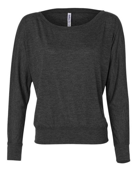 BELLA + CANVAS Women’s Flowy Off Shoulder Long Sleeve Tee - BELLA + CANVAS 8850 BELLA + CANVAS Dark Grey Heather XS