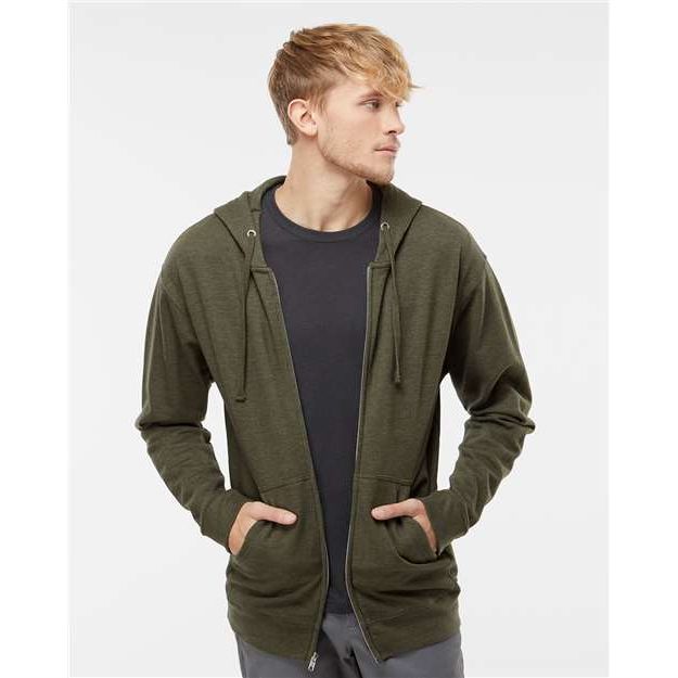 Independent Trading Co. Midweight Full-Zip Hooded Sweatshirt - Army Heather - Independent Trading Co. SS4500Z Independent Trading Co. Army Heather XS