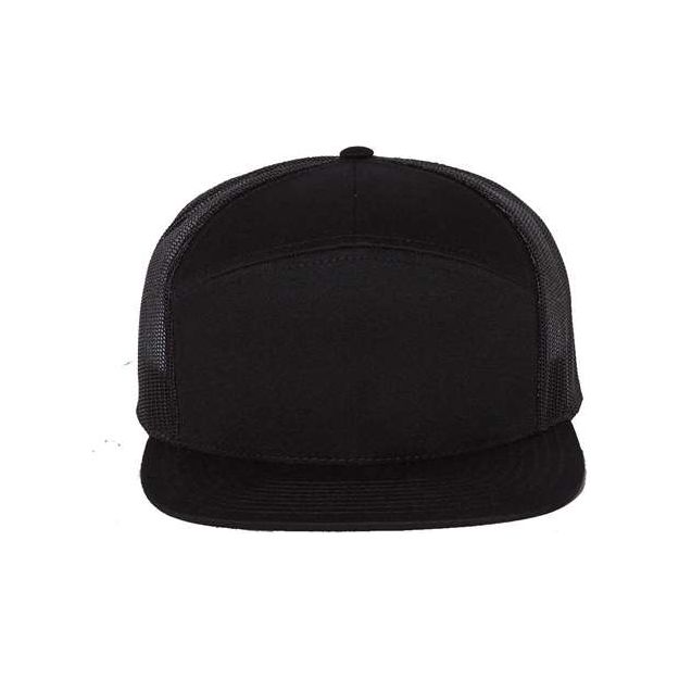 Richardson Seven-Panel Trucker Cap - Richardson 168 Caps Richardson Black Adjustable