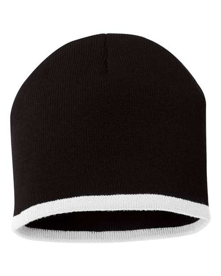 Sportsman 8" Bottom-Striped Beanie - Sportsman SP09 Sportsman Black/ White One Size