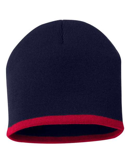 Sportsman 8" Bottom-Striped Beanie - Sportsman SP09 Sportsman Navy/ Red One Size