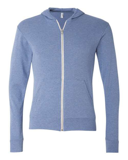 BELLA + CANVAS Triblend Lightweight Full-Zip Hooded Long Sleeve Tee - BELLA + CANVAS 3939 BELLA + CANVAS Blue Triblend XS