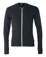 Bella + Canvas 3939 Unisex Triblend Lightweight Full-Zip Hooded Long Sleeve Tee