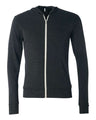 Bella + Canvas 3939 Unisex Triblend Lightweight Full-Zip Hooded Long Sleeve Tee