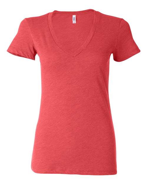 BELLA + CANVAS Women’s Triblend Deep V-Neck Tee - BELLA + CANVAS 8435 BELLA + CANVAS Red Triblend 2XL