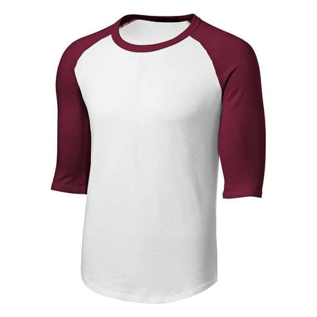 Mens 3/4 Sleeve Cotton Baseball Tee Shirts - Adult XS to 6X - White/Maroon Joe's USA White/Maroon X-Small