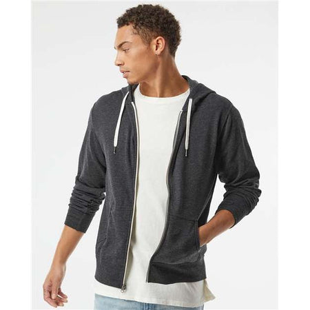 Independent Trading Co. Heathered French Terry Full-Zip Hooded Sweatshirt - Independent Trading Co. PRM90HTZ Independent Trading Co. Charcoal Heather XS