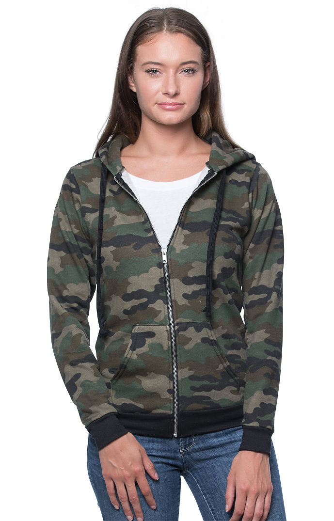 Royal Apparel 3510CMO Unisex Camo Fleece Full Zip Hoodie - Camo