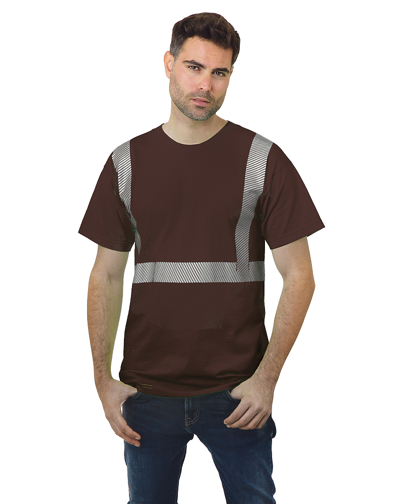 Bayside Unisex USA-Made Hi-Visibility Comfort Trim T-Shirt - Chocolate - Bayside 3700
