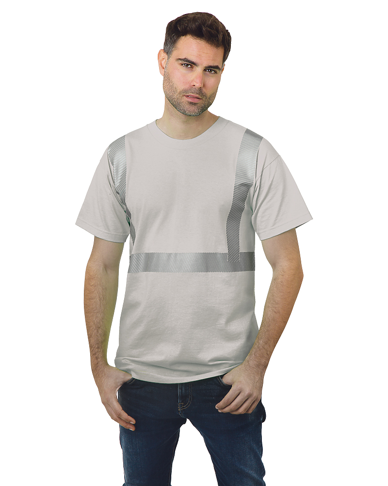 Bayside Unisex USA-Made Hi-Visibility Comfort Trim T-Shirt - Natural - Bayside 3700