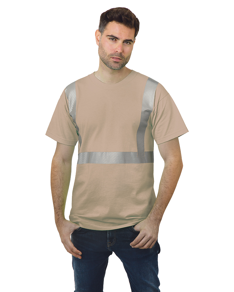 Bayside Unisex USA-Made Hi-Visibility Comfort Trim T-Shirt - Sand - Bayside 3700