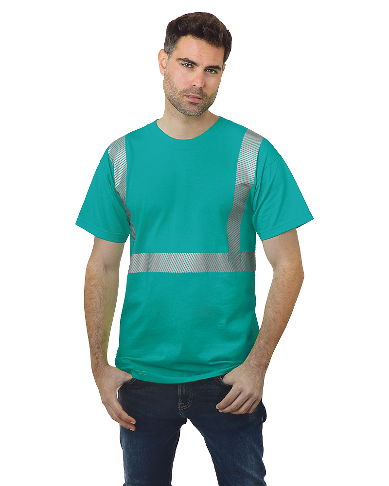 Bayside Unisex USA-Made Hi-Visibility Comfort Trim T-Shirt - Teal - Bayside 3700