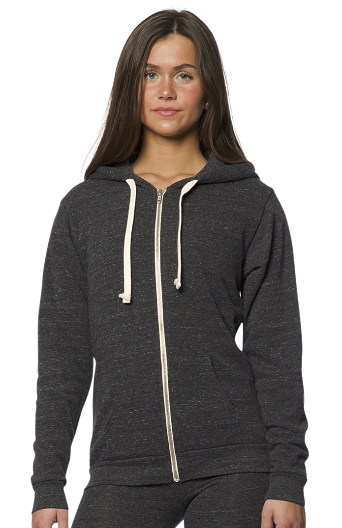 Royal Apparel 37050 Unisex eco Triblend Fleece Full Zip Hoodie - Eco Tri Charcoal