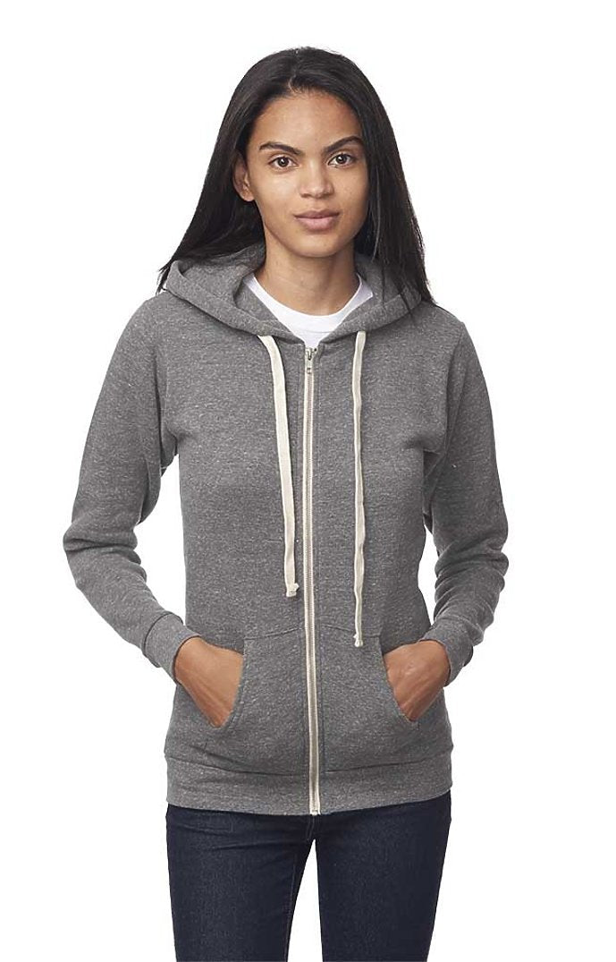 Royal Apparel 37050 Unisex eco Triblend Fleece Full Zip Hoodie - Eco Tri Grey