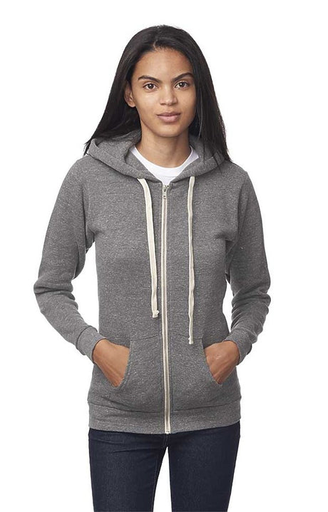 Royal Apparel 37050 Unisex eco Triblend Fleece Full Zip Hoodie - Eco Tri Grey