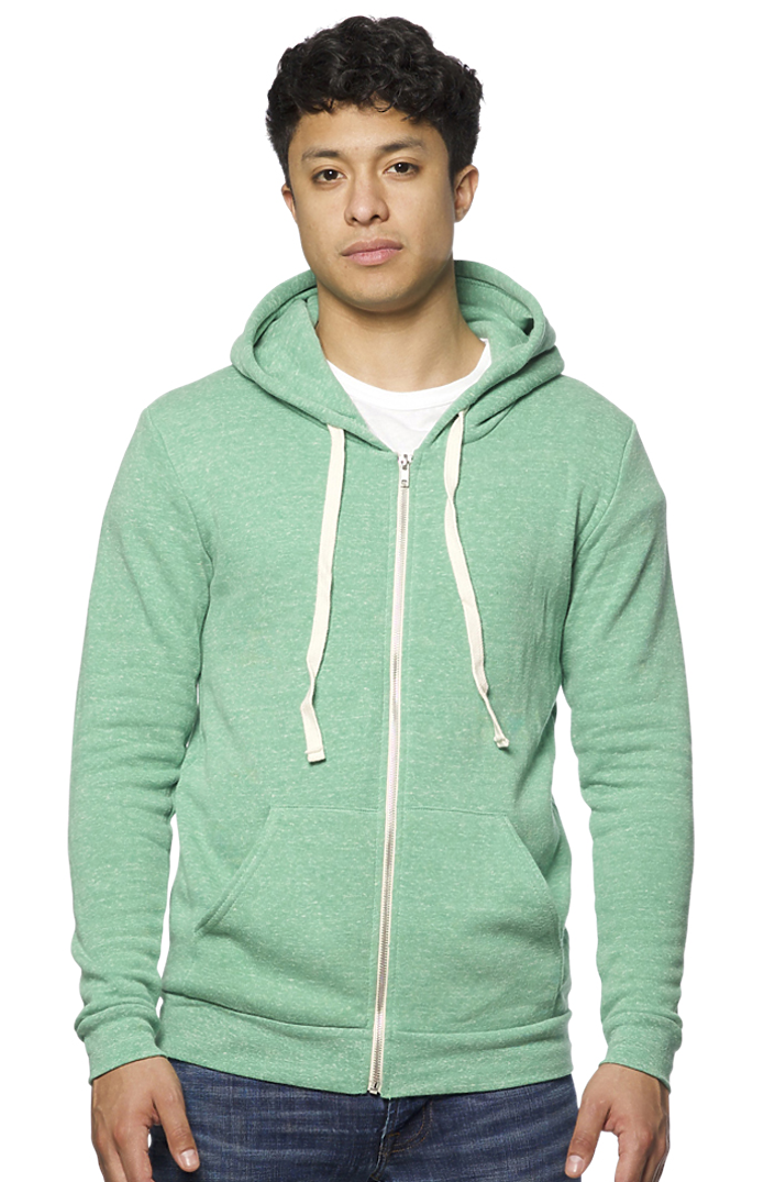 Royal Apparel 37050 Unisex eco Triblend Fleece Full Zip Hoodie - Eco Tri Kelly