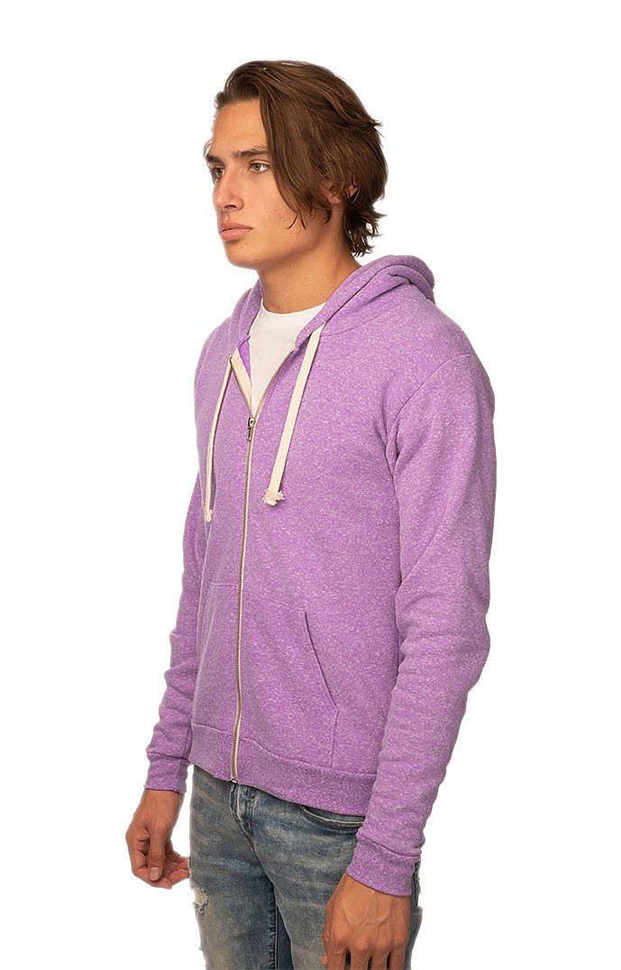 Royal Apparel 37050 Unisex eco Triblend Fleece Full Zip Hoodie - Eco Tri Purple