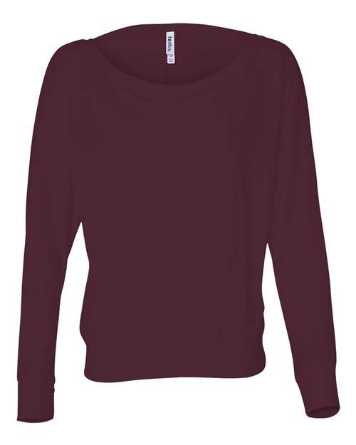 BELLA + CANVAS Women’s Flowy Off Shoulder Long Sleeve Tee - BELLA + CANVAS 8850 BELLA + CANVAS Maroon XS