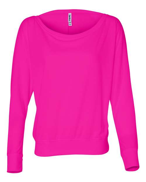 BELLA + CANVAS Women’s Flowy Off Shoulder Long Sleeve Tee - BELLA + CANVAS 8850 BELLA + CANVAS Neon Pink XS