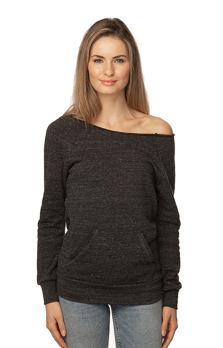 Royal Apparel 37120 Women's eco Triblend Fleece Raglan w/Pouch Pocket - Eco Tri Charcoal