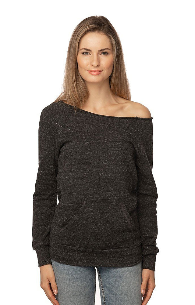 Royal Apparel 37120 Women's eco Triblend Fleece Raglan w/Pouch Pocket - Eco Tri Charcoal