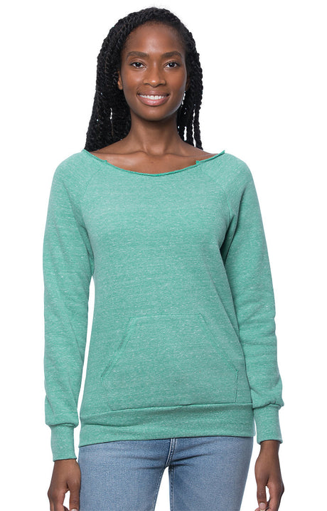 Royal Apparel 37120 Women's eco Triblend Fleece Raglan w/Pouch Pocket - Eco Tri Kelly