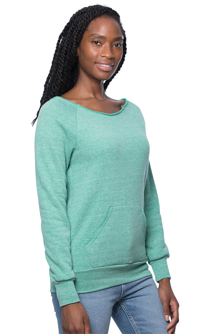 Royal Apparel 37120 Women's eco Triblend Fleece Raglan w/Pouch Pocket - Eco Tri Kelly