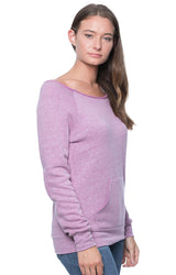 Royal Apparel 37120 Women's eco Triblend Fleece Raglan w/Pouch Pocket - Eco Tri Purple
