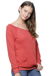 Royal Apparel 37120 Women's eco Triblend Fleece Raglan w/Pouch Pocket - Eco Tri True Red
