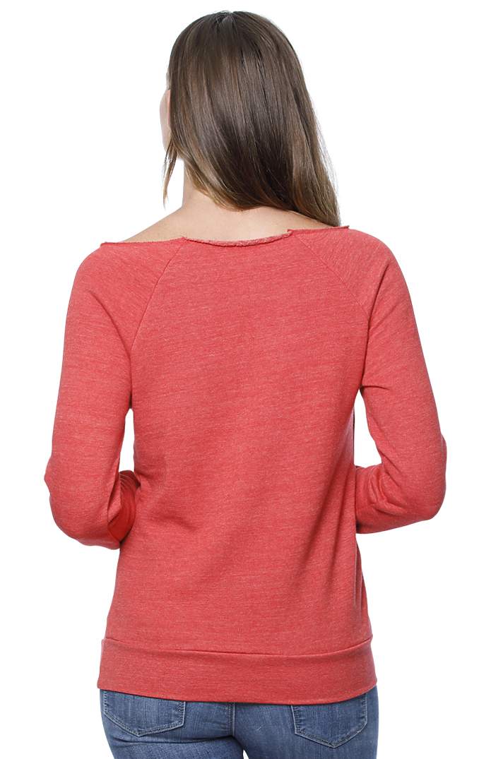 Royal Apparel 37120 Women's eco Triblend Fleece Raglan w/Pouch Pocket - Eco Tri True Red