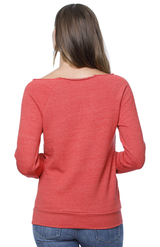 Royal Apparel 37120 Women's eco Triblend Fleece Raglan w/Pouch Pocket - Eco Tri True Red