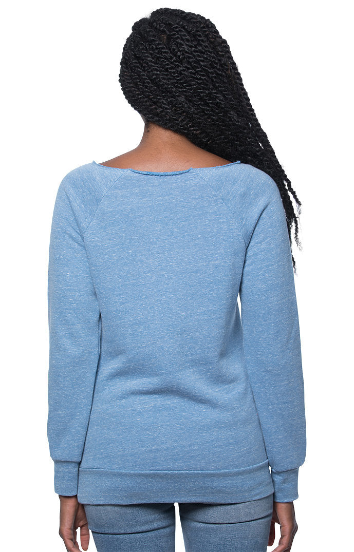 Royal Apparel 37120 Women's eco Triblend Fleece Raglan w/Pouch Pocket - Eco Tri Royal