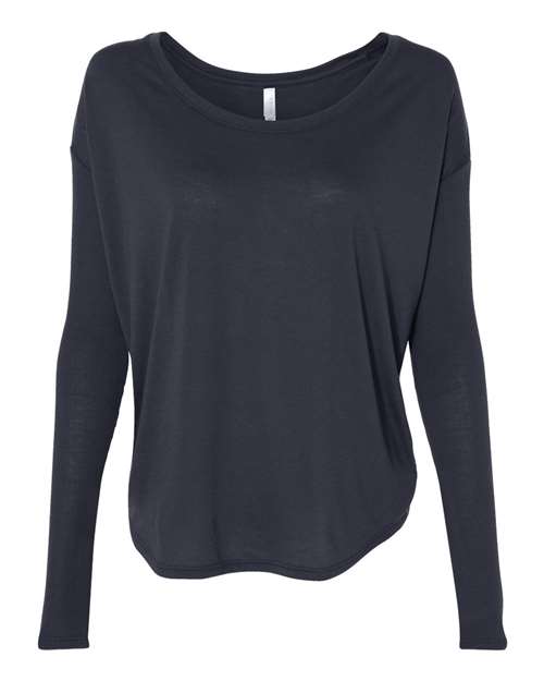 BELLA + CANVAS Women’s Flowy 2x1 Ribbed Long Sleeve Tee - BELLA + CANVAS 8852 BELLA + CANVAS Midnight S