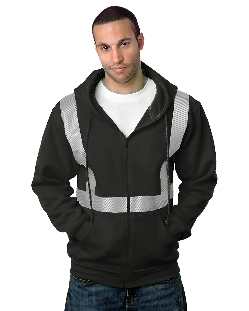 Bayside USA-Made Hi-Visibility Full-Zip Hooded Sweatshirt - Segmented Tape - Bayside 3737