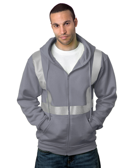 Bayside USA-Made Hi-Visibility Full-Zip Hooded Sweatshirt - Segmented Tape - Bayside 3737