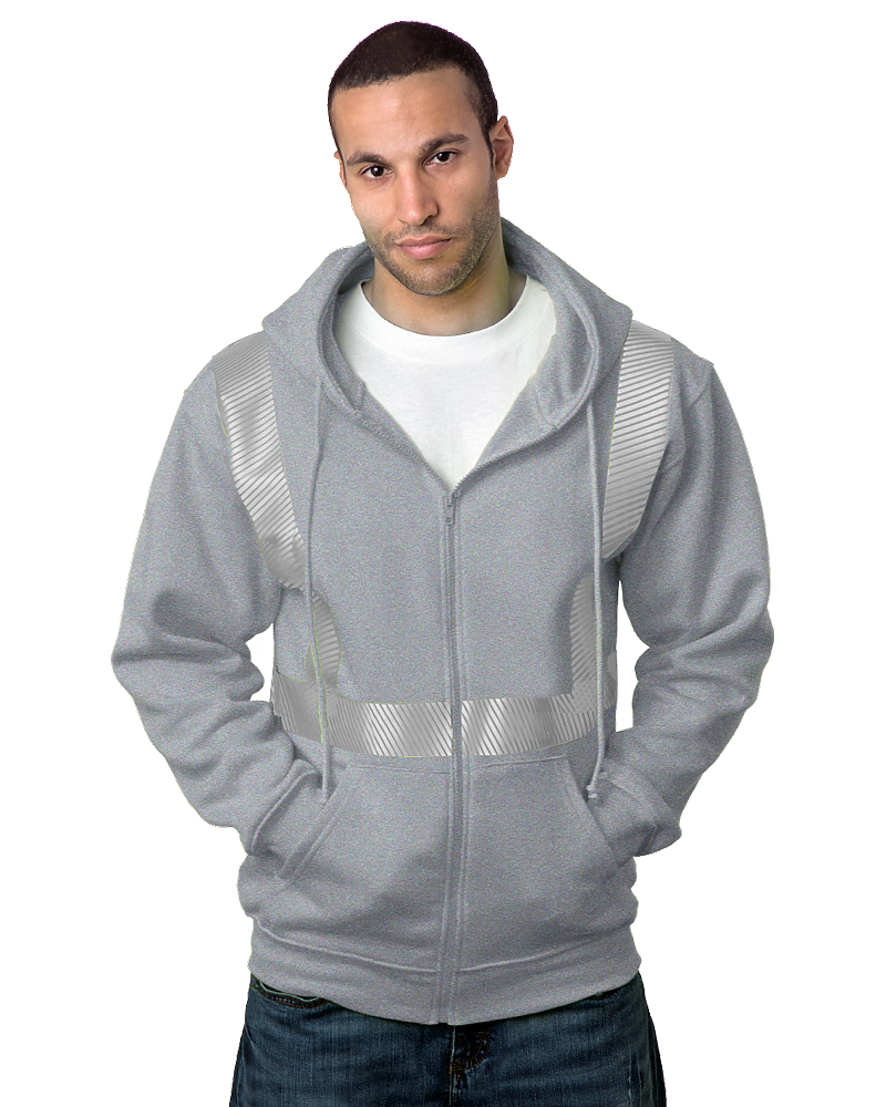 Bayside USA-Made Hi-Visibility Full-Zip Hooded Sweatshirt - Segmented Tape - Bayside 3737