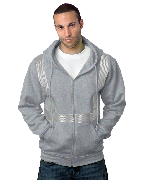 Bayside USA-Made Hi-Visibility Full-Zip Hooded Sweatshirt - Segmented Tape - Bayside 3737