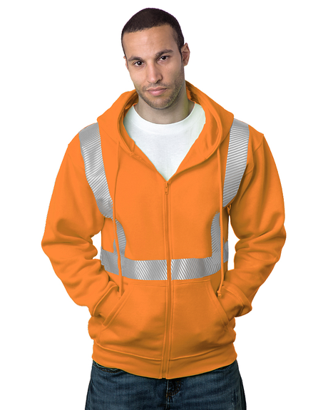 Bayside USA-Made Hi-Visibility Full-Zip Hooded Sweatshirt - Segmented Tape - Bayside 3737