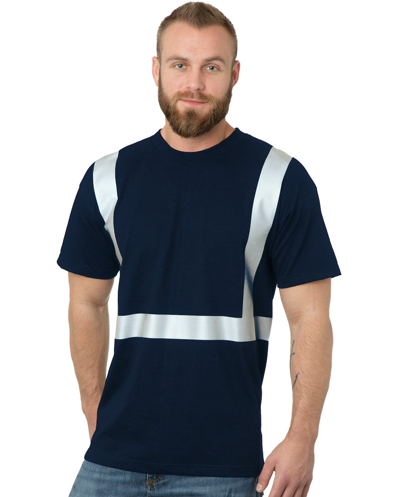Bayside Unisex USA-Made High Visibility T-Shirt - Navy - Bayside 3751