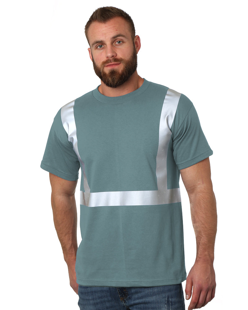 Bayside Unisex USA-Made Hi-Visibility Comfort Trim T-Shirt - Willow Green - Bayside 3700