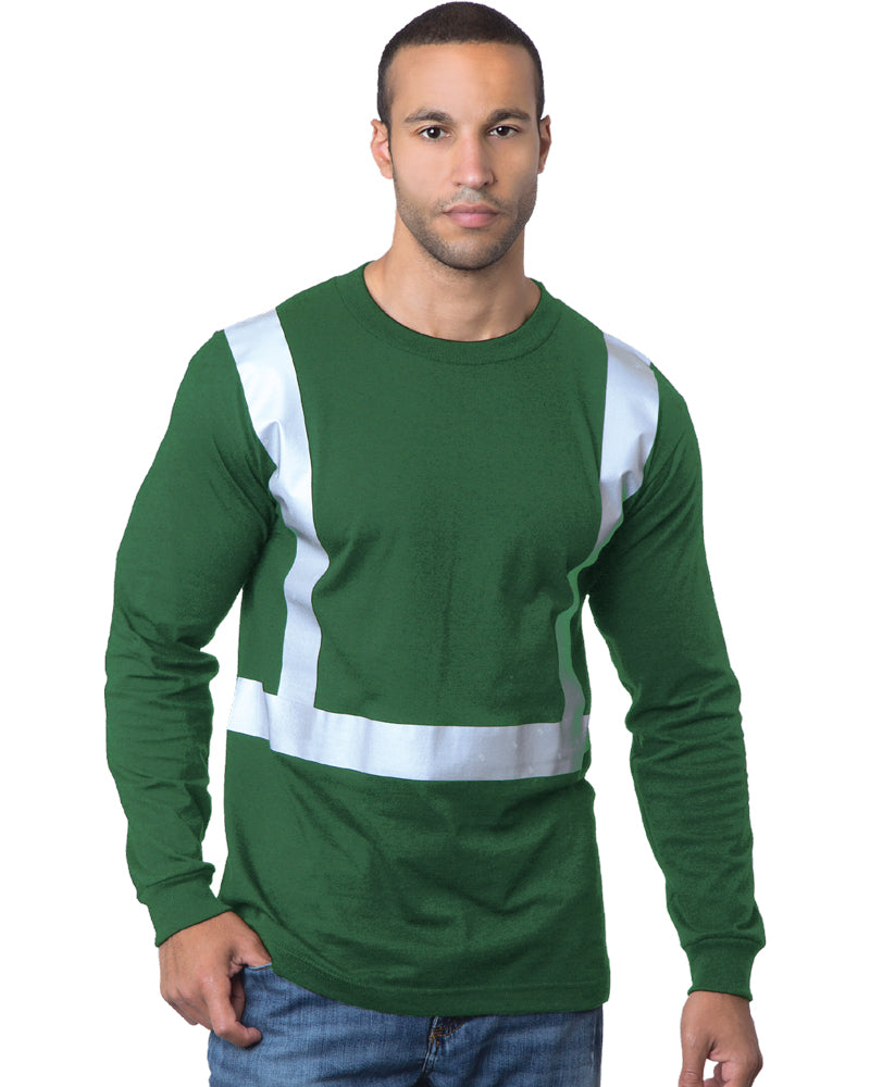 Bayside Men's USA-Made Hi-Visibility Long Sleeve T-Shirt - Forest Green - Bayside 3761