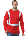 Bayside Men's USA-Made Hi-Visibility Long Sleeve T-Shirt - Red - Bayside 3761