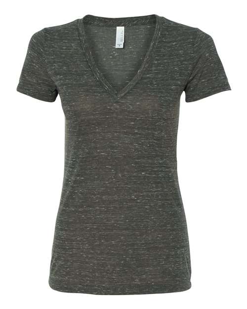 BELLA + CANVAS Women’s Jersey Deep V-Neck Tee - BELLA + CANVAS 6035 BELLA + CANVAS Charcoal Marble S