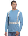 Bayside Unisex USA-Made High Visibility Long Sleeve Pocket T-Shirt - Carolina Blue - Bayside 3781